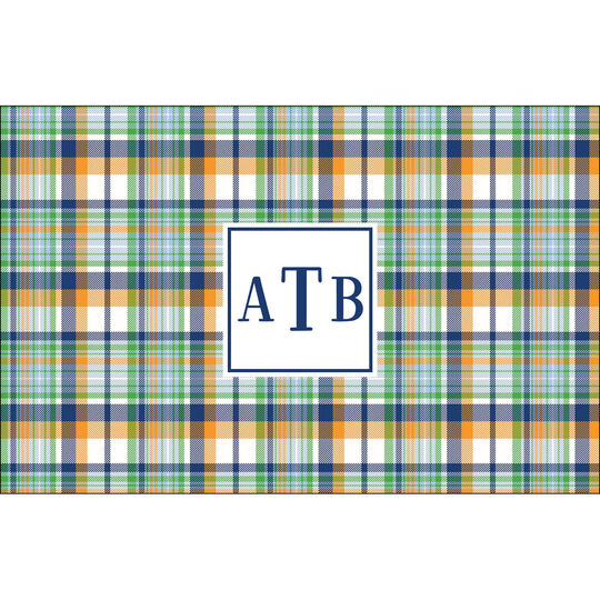Navy and Orange Madras Plaid Placemats